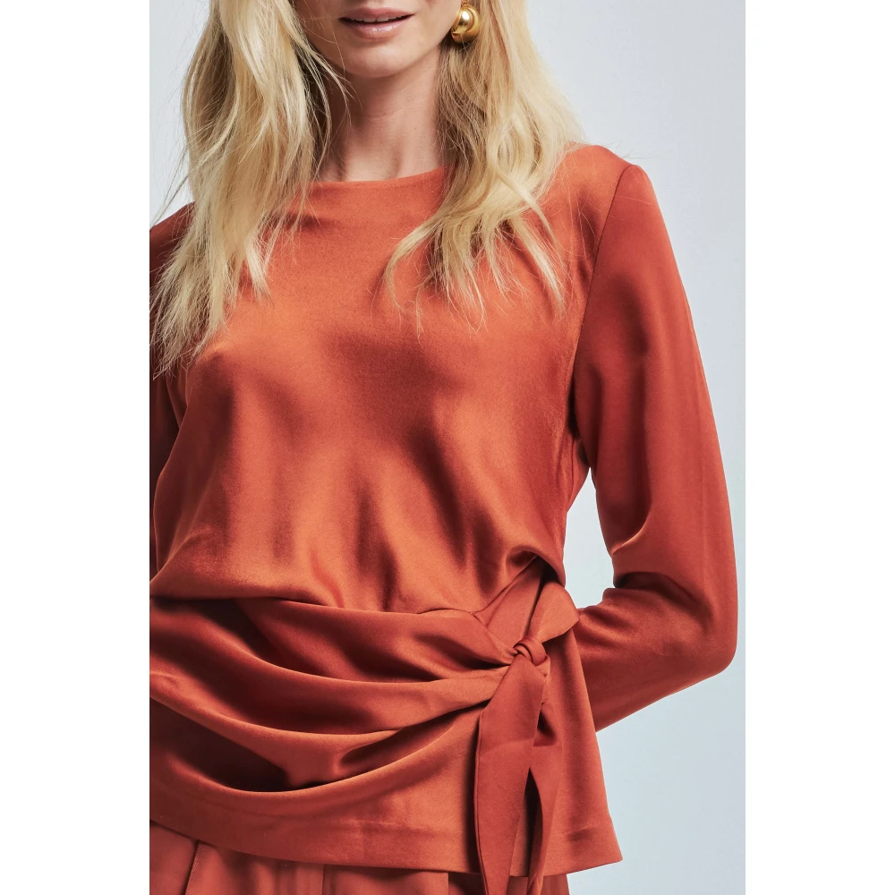 Kocca Elegant Draped Waist Blouse Brown Dames