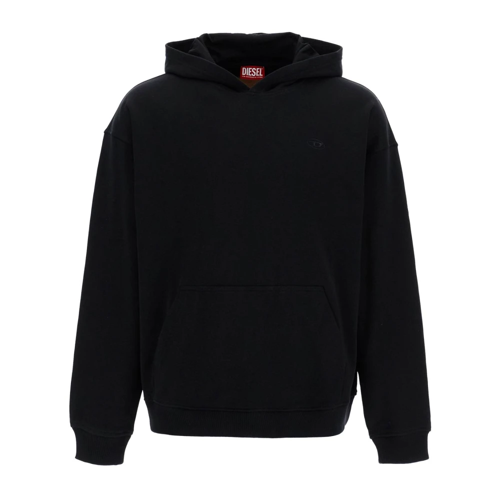 Diesel Hoodie met gebleekt logo Black Heren