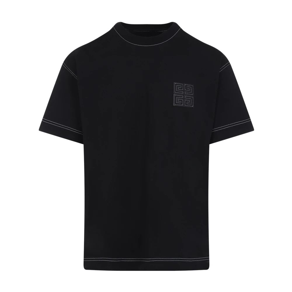 Givenchy Geribbelde Crew Neck Logo Patch T-Shirt Black Heren