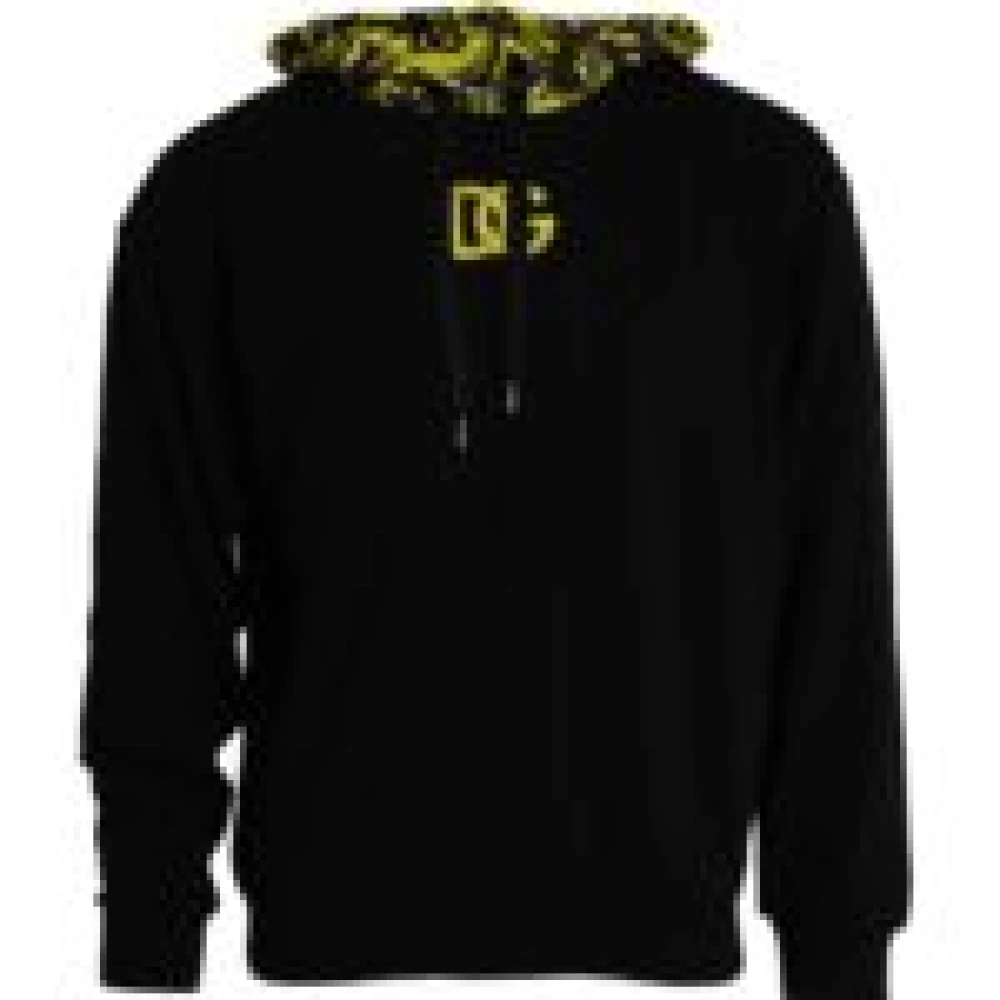 Dolce & Gabbana Zwart Logo Hoodie van Katoen Black Heren