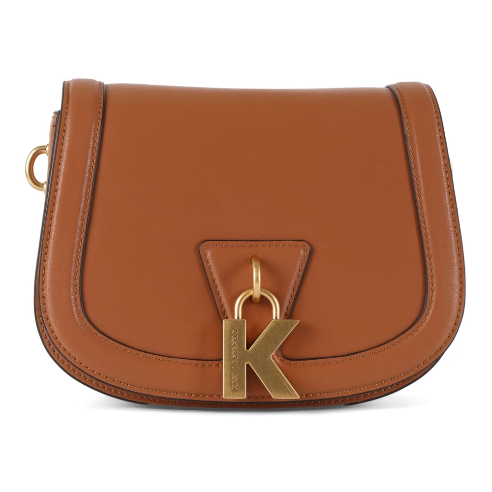 Karl Lagerfeld Läder Crossbody-väska med K/Lock MD Brown, Dam