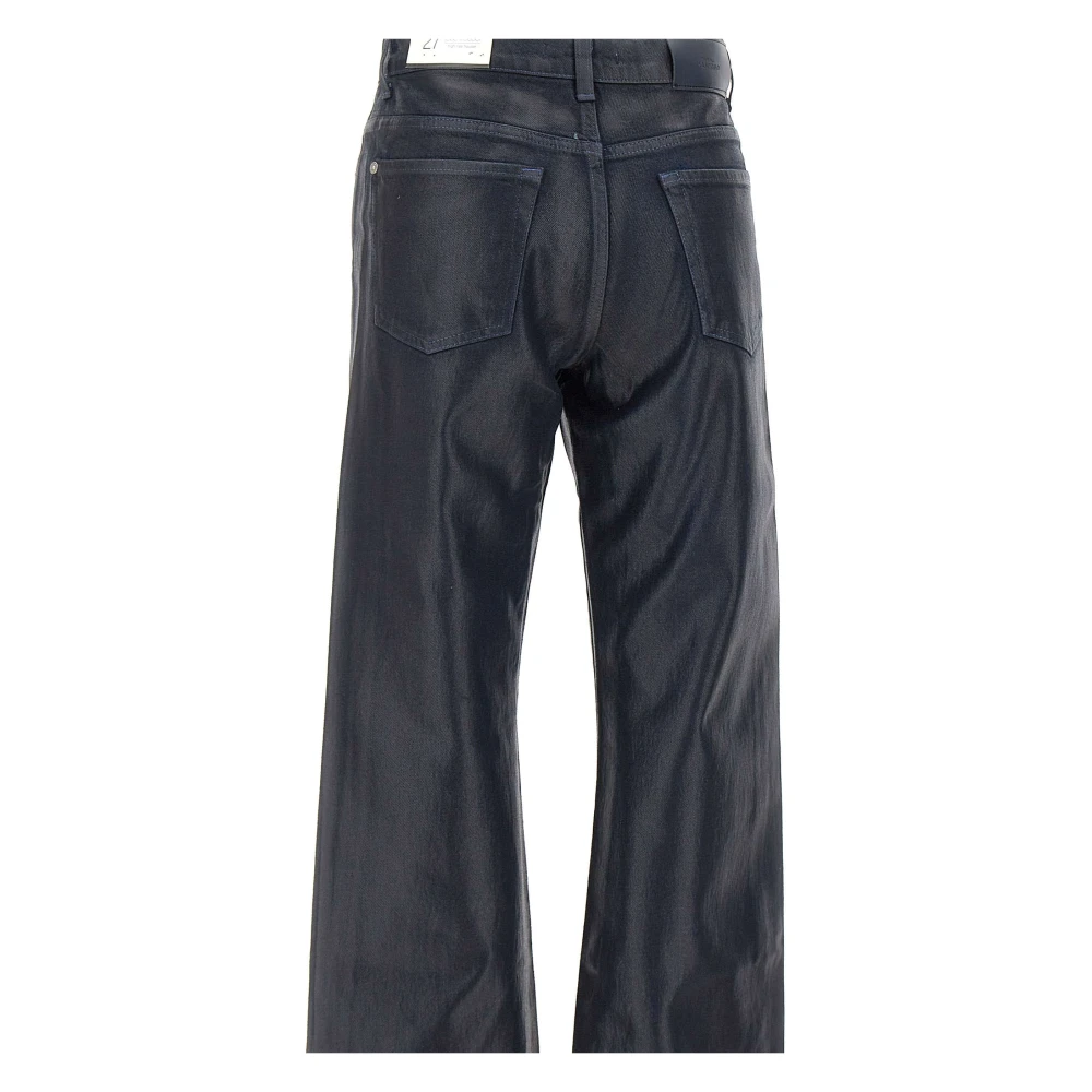 7 For All Mankind Midnight Blue Coated Denim Straight Leg Jeans Blue Dames