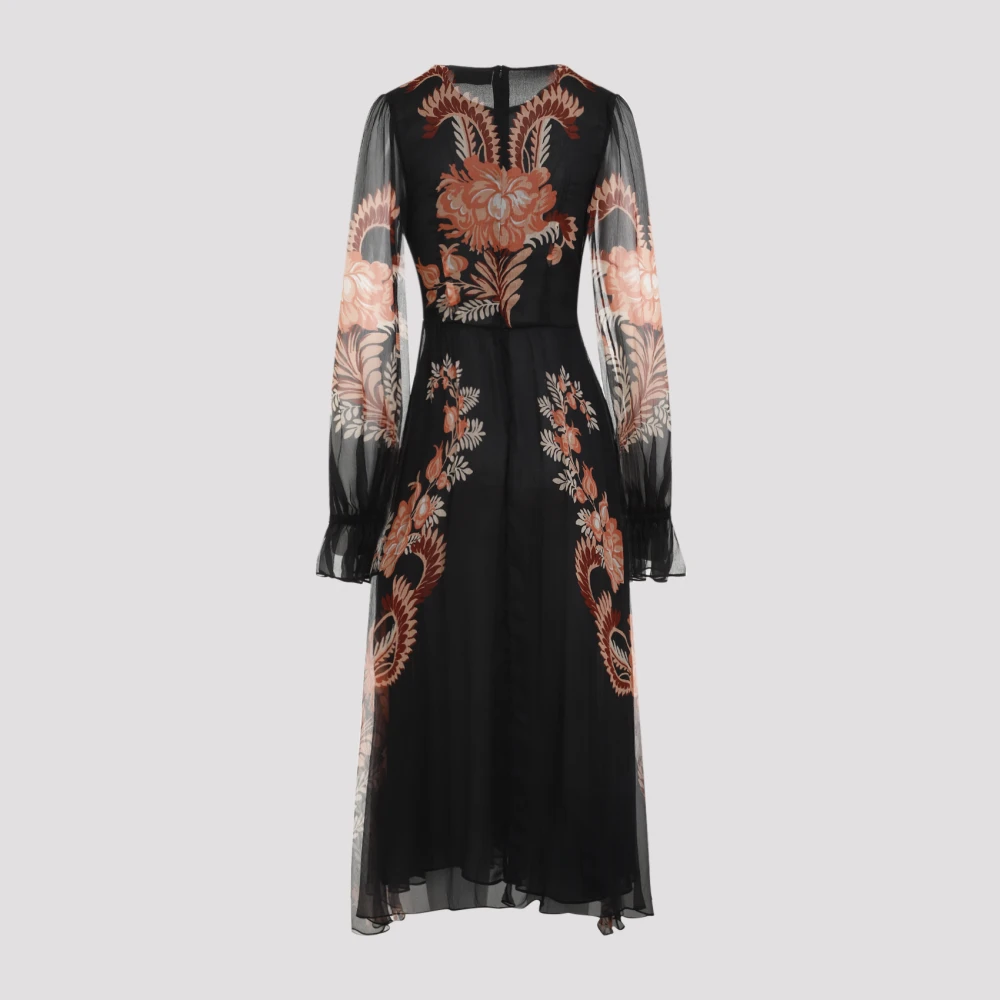 ETRO Zwarte Zijden Jurk Elegant Statement Stuk Multicolor Dames