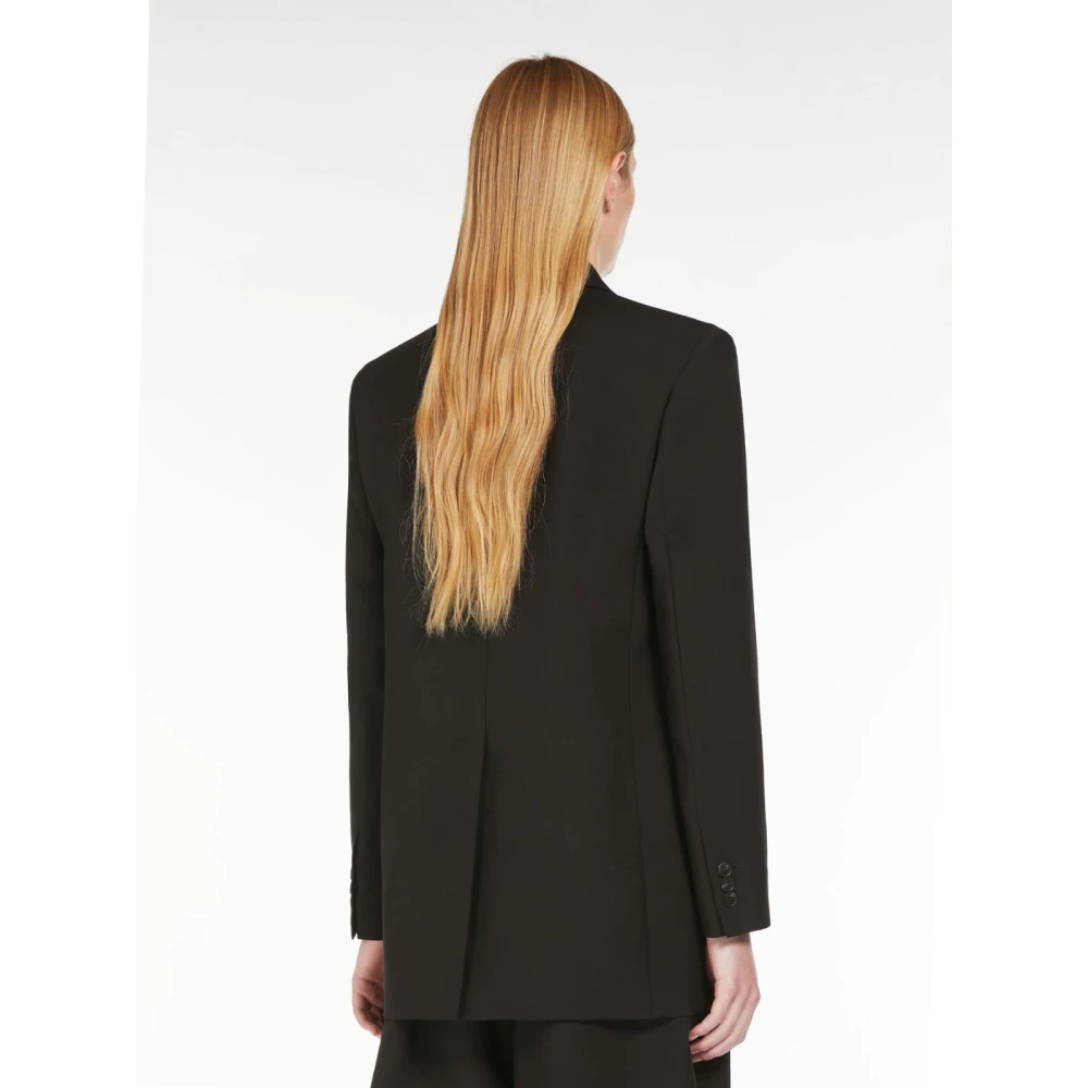 Max Mara Weekend Zwarte dubbelrijige wollen blazer Black Dames
