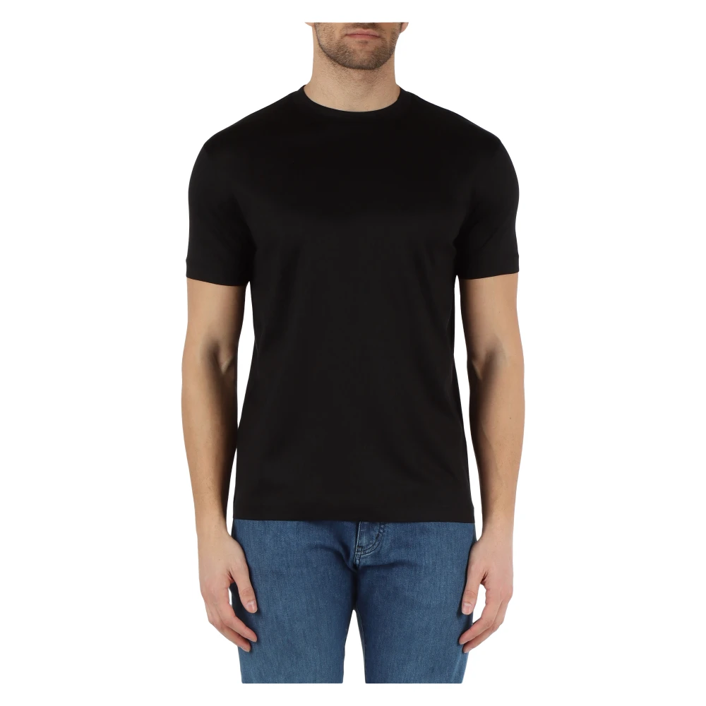 Emporio Armani Essentiële Katoenen en Lyocell T-shirt Black Heren