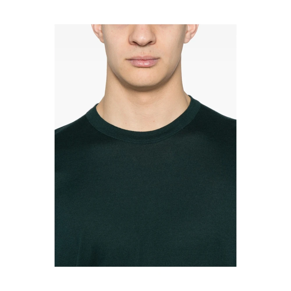 John Smedley Bosgroene Crew Neck T-shirt Green Heren