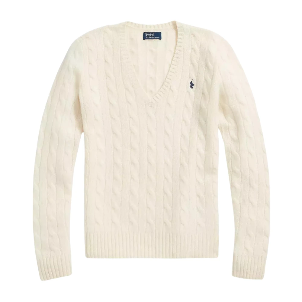 Ralph Lauren Krämig tröja med V-ringning Beige, Dam