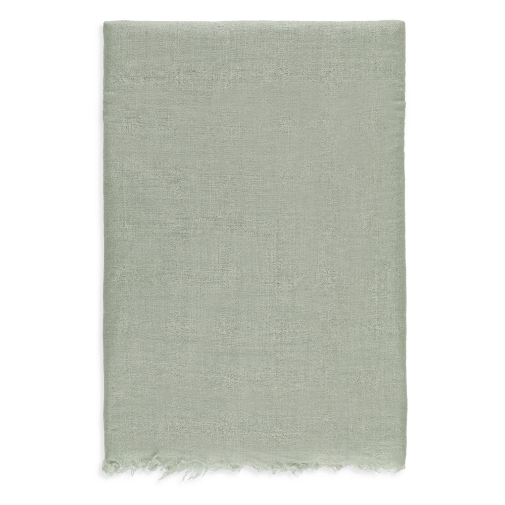 Rick Owens Grön Cashmere Siden Foulard med Fransar Green, Dam