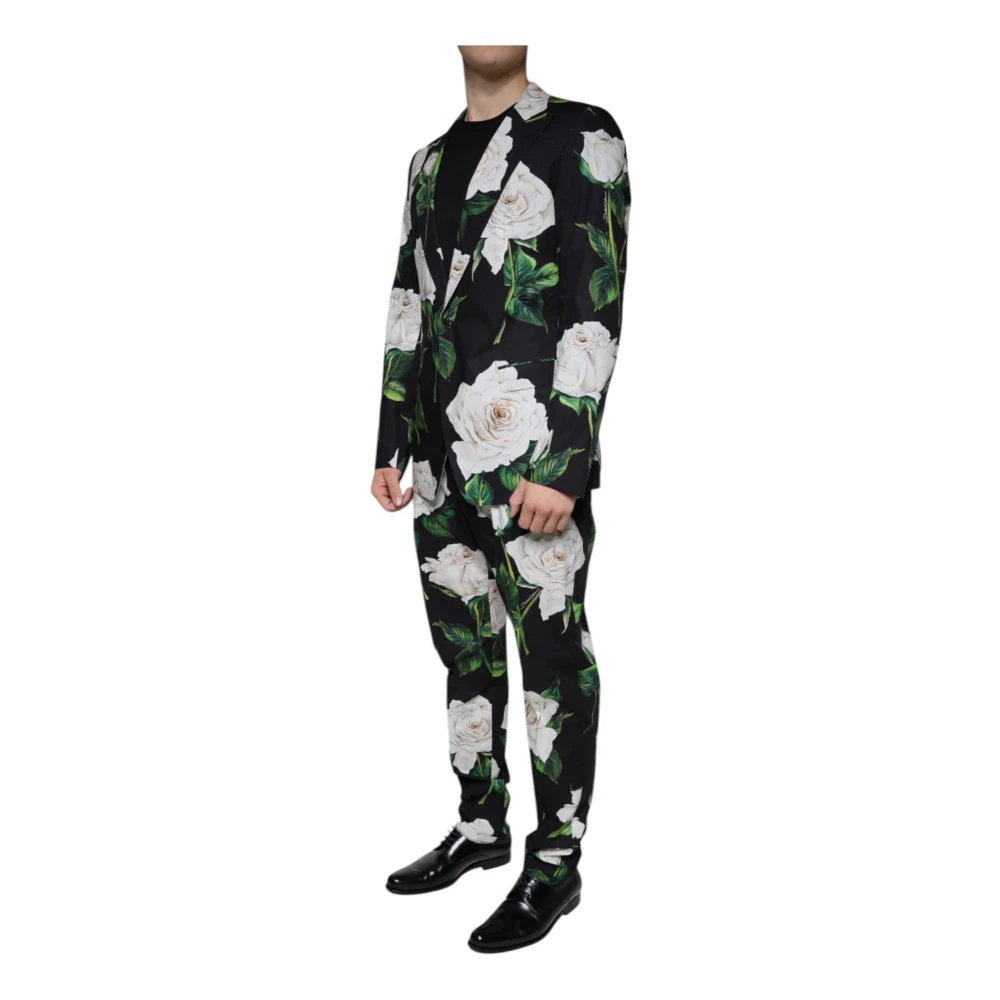 Dolce & Gabbana Zwart Bloemen Slim Fit Pak Set Multicolor Heren