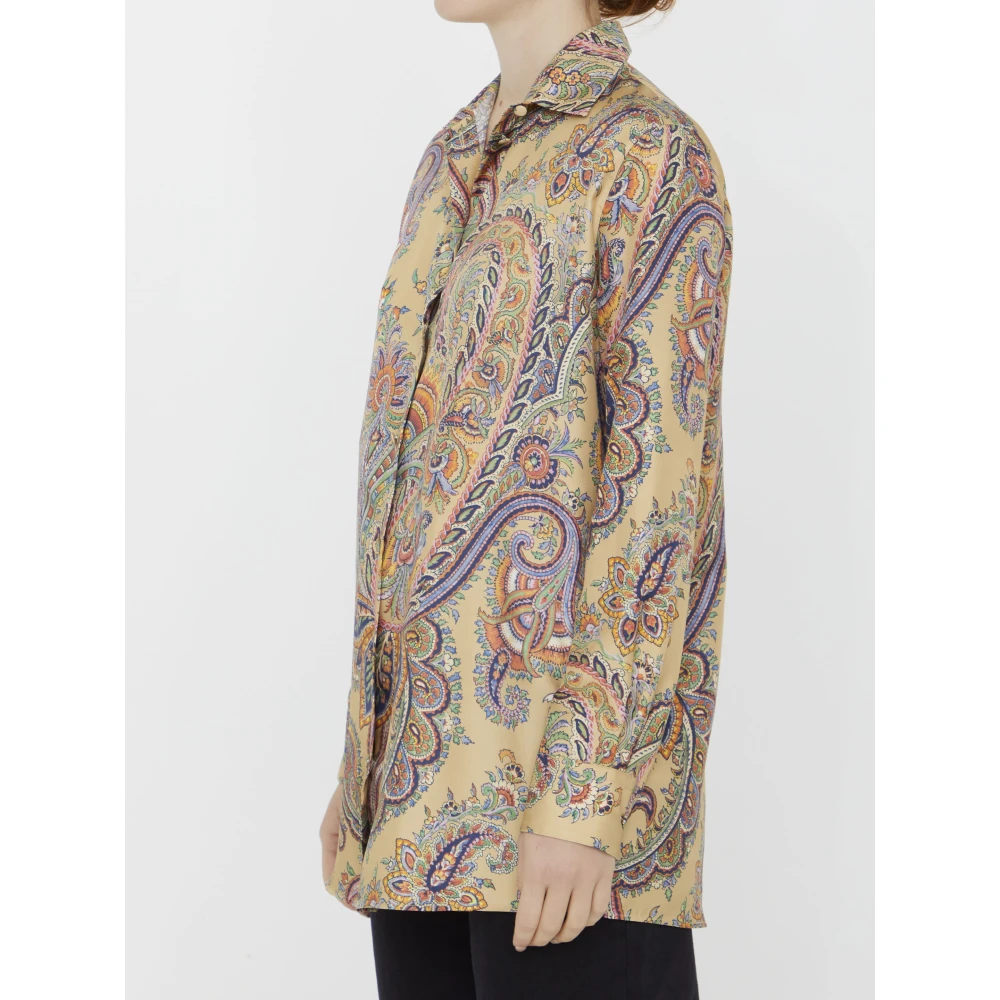 ETRO Zijden Twill Overhemd met Paisley Motief Beige Dames