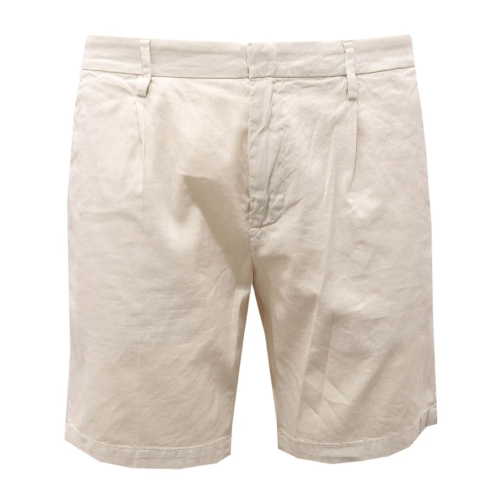 Dondup Men's White Linen Shorts Made In Italy