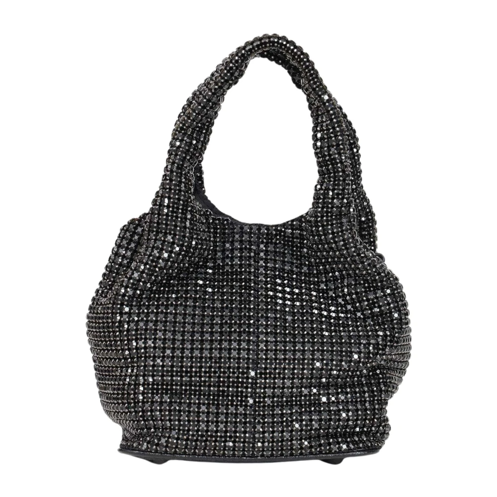 Love Moschino Zwarte handtas met strass en logo Black Dames