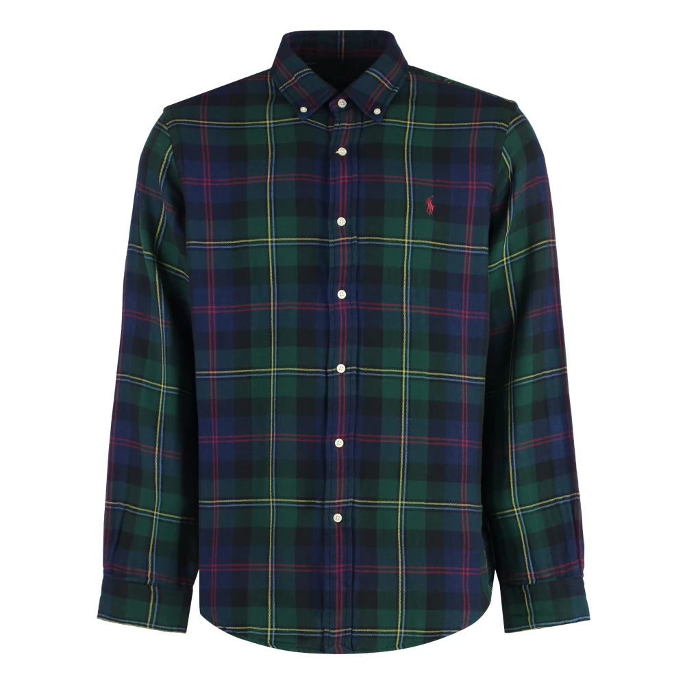Polo Ralph Lauren Geruite Flanellen Overhemd 100% Katoen Green Heren