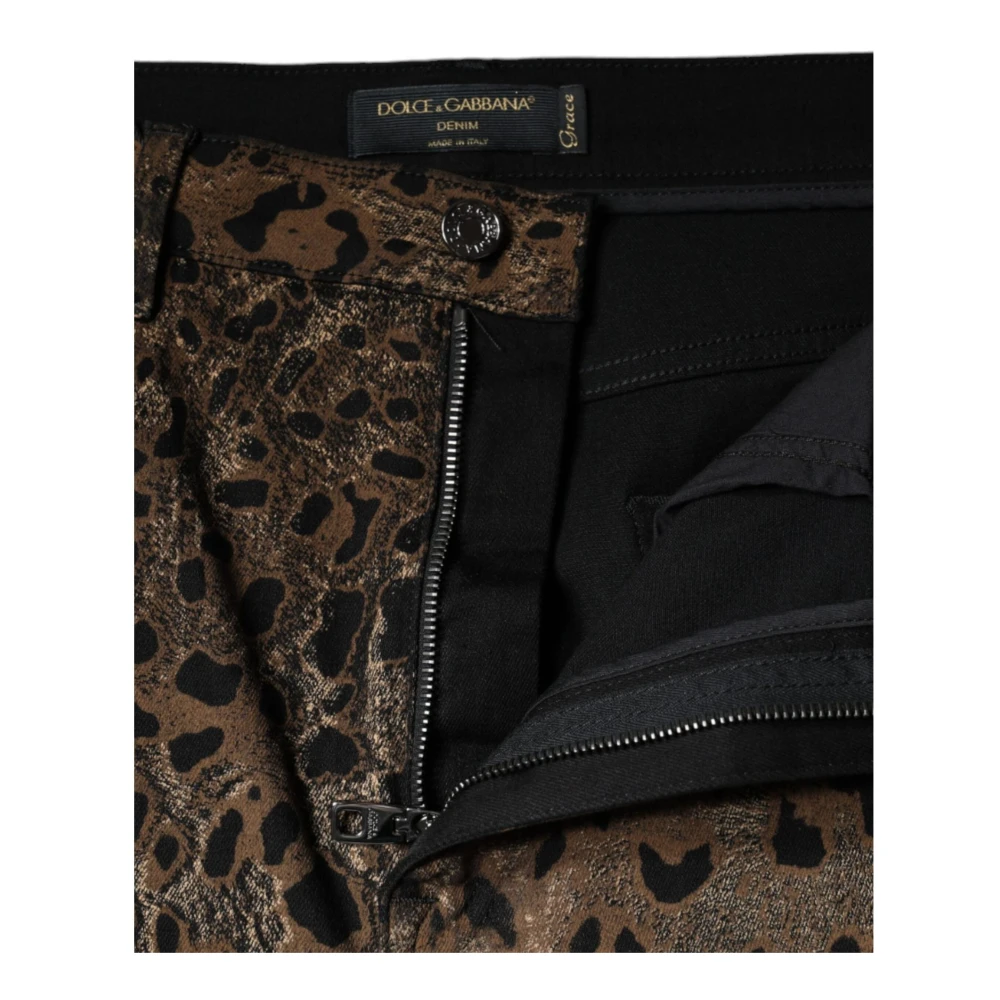 Dolce & Gabbana Leopard Print Skinny Denim Jeans Multicolor Dames
