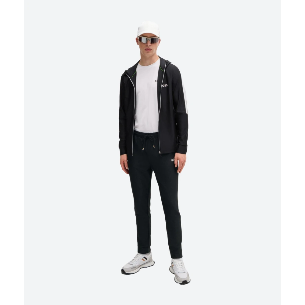 Hugo Boss Sweatpants met contrastlogo en zijstrepen Black Heren
