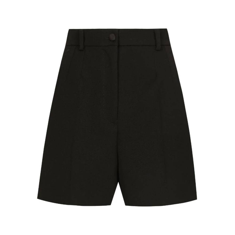Dolce & Gabbana Hoge taille zwarte wollen shorts Black Dames