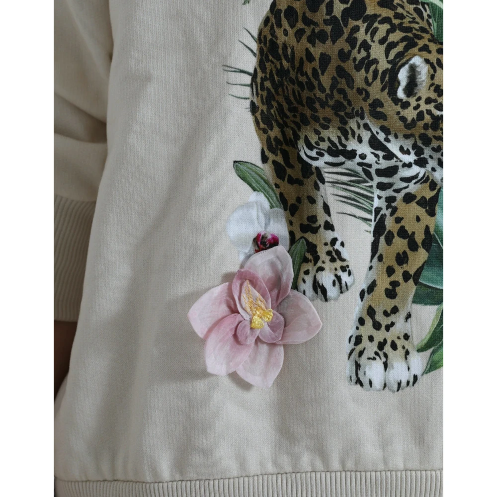 Dolce & Gabbana Jungle Print Sweater met Ronde Hals Beige Dames