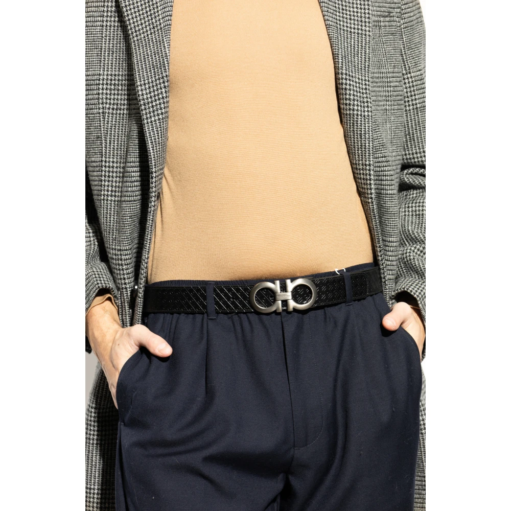 Salvatore Ferragamo Omkeerbare riem Black Heren