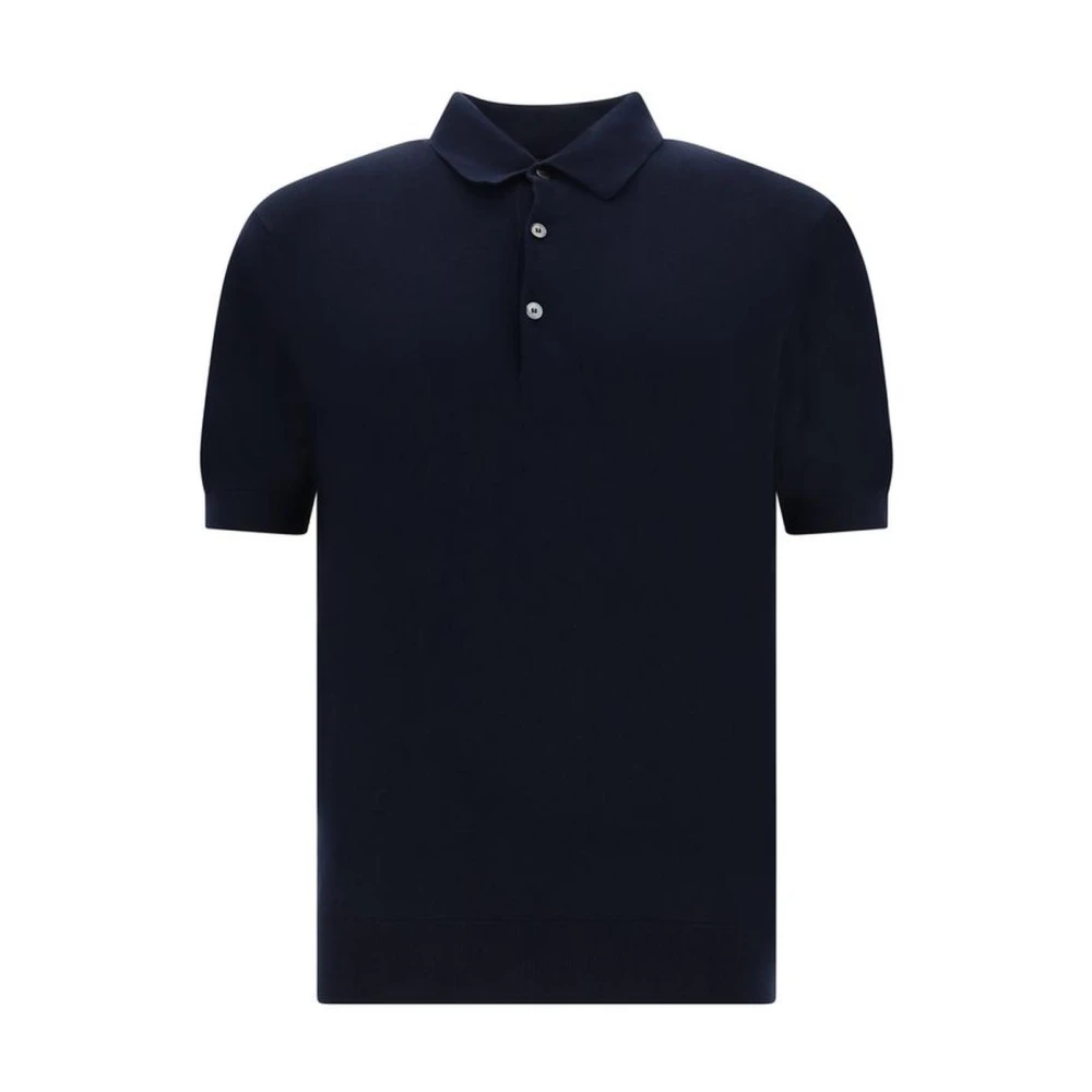 Ermenegildo Zegna Klassieke katoenen poloshirt met geribbelde kraag Blue Heren