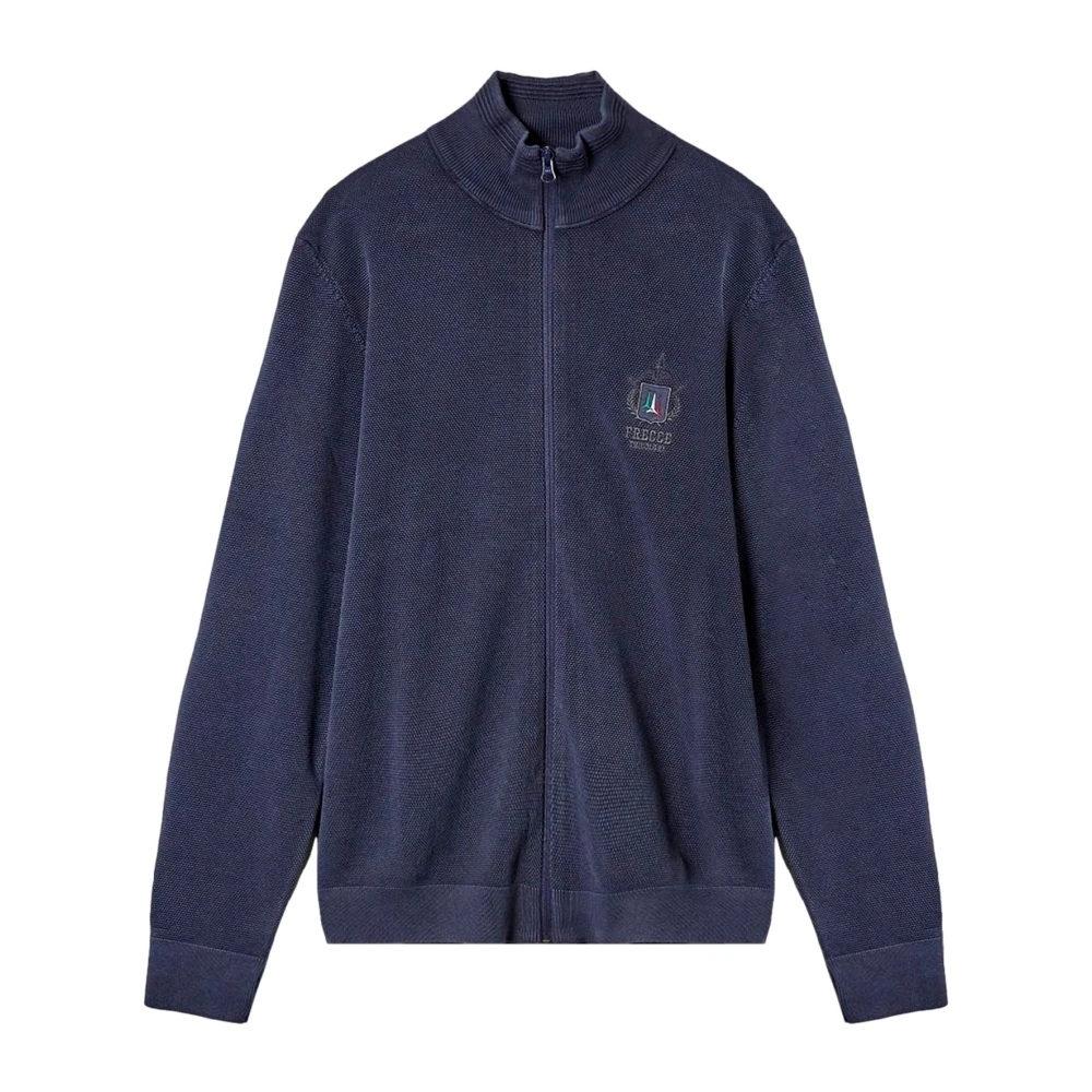 Aeronautica Militare Men's Blue Full Zip Cotton Jumper - Cardigans - L - Knitwear