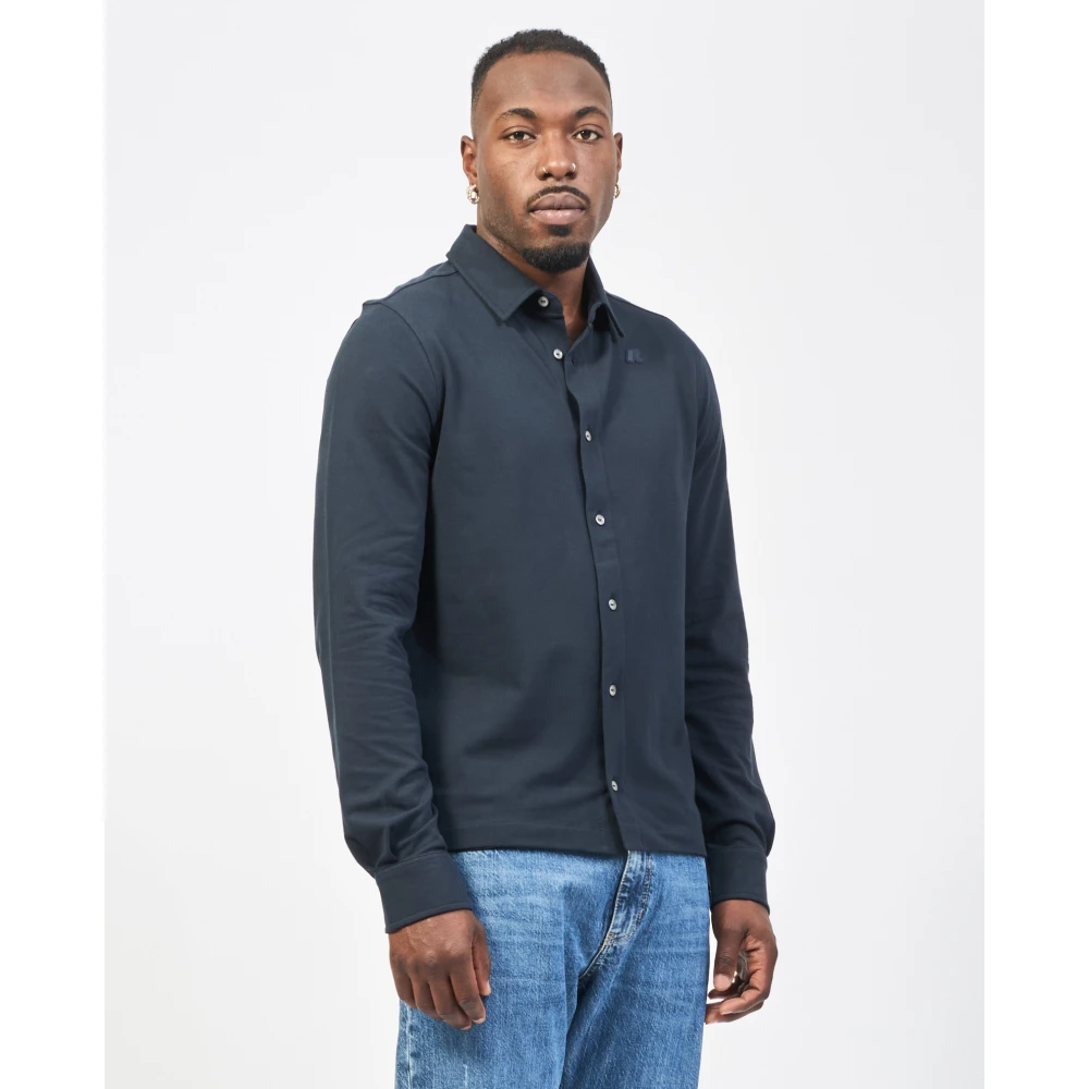K-way Blauw Overhemd Lange Mouw Moderne Stijl Blue Heren