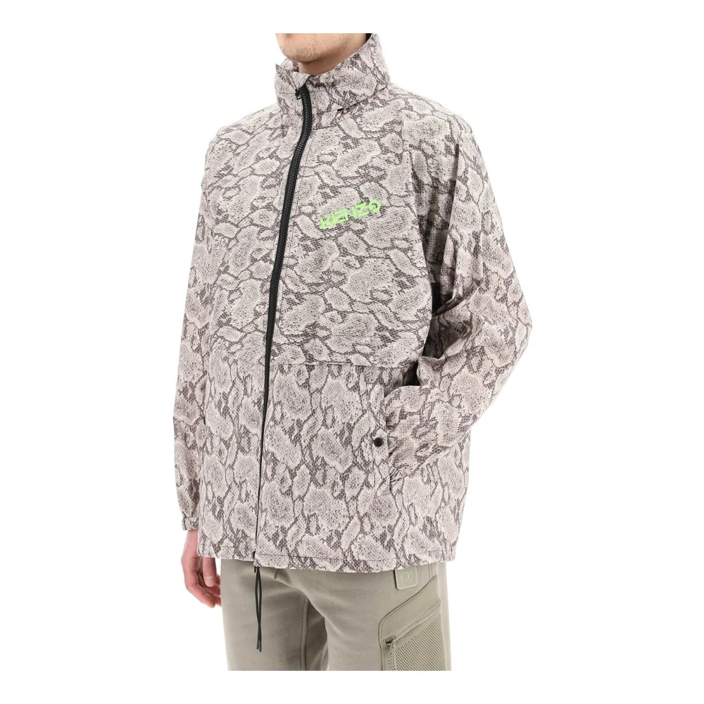 Kenzo Slangenprint Jas met Capuchon Beige Heren