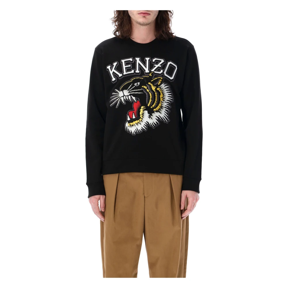 Kenzo Zwarte Tiger Crew Neck Sweatshirt Black Heren