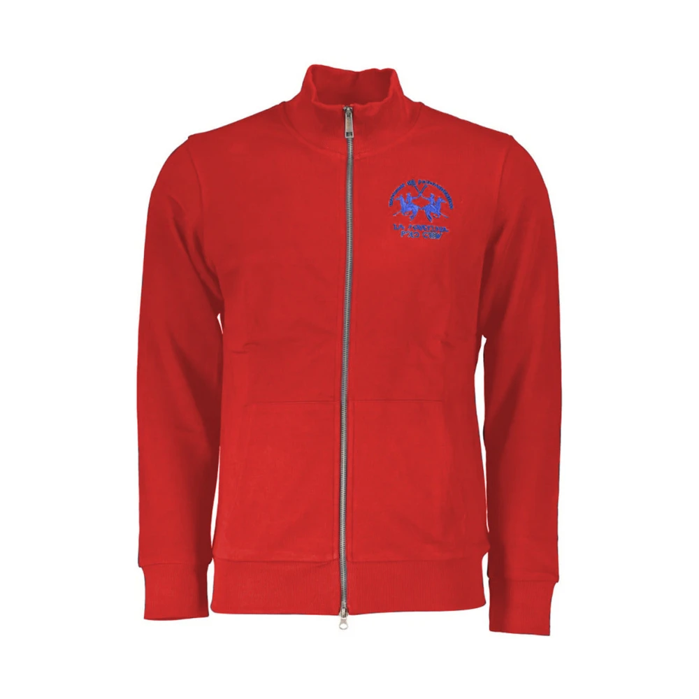 La Martina Bomull Zip-Up Sweatshirt med Broderad Logo Red, Herr