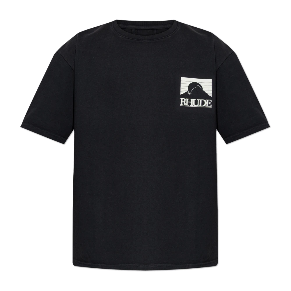 Rhude Mannelijk Zwart Tops Heren, Xl, Katoen, Logo T-Shirt
