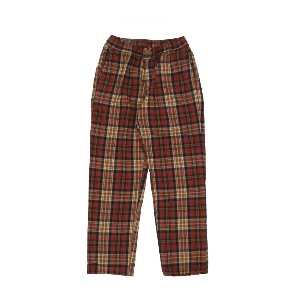 Vans Flanellen Taps Toelopende Broek in Taupe Henna Brown Heren