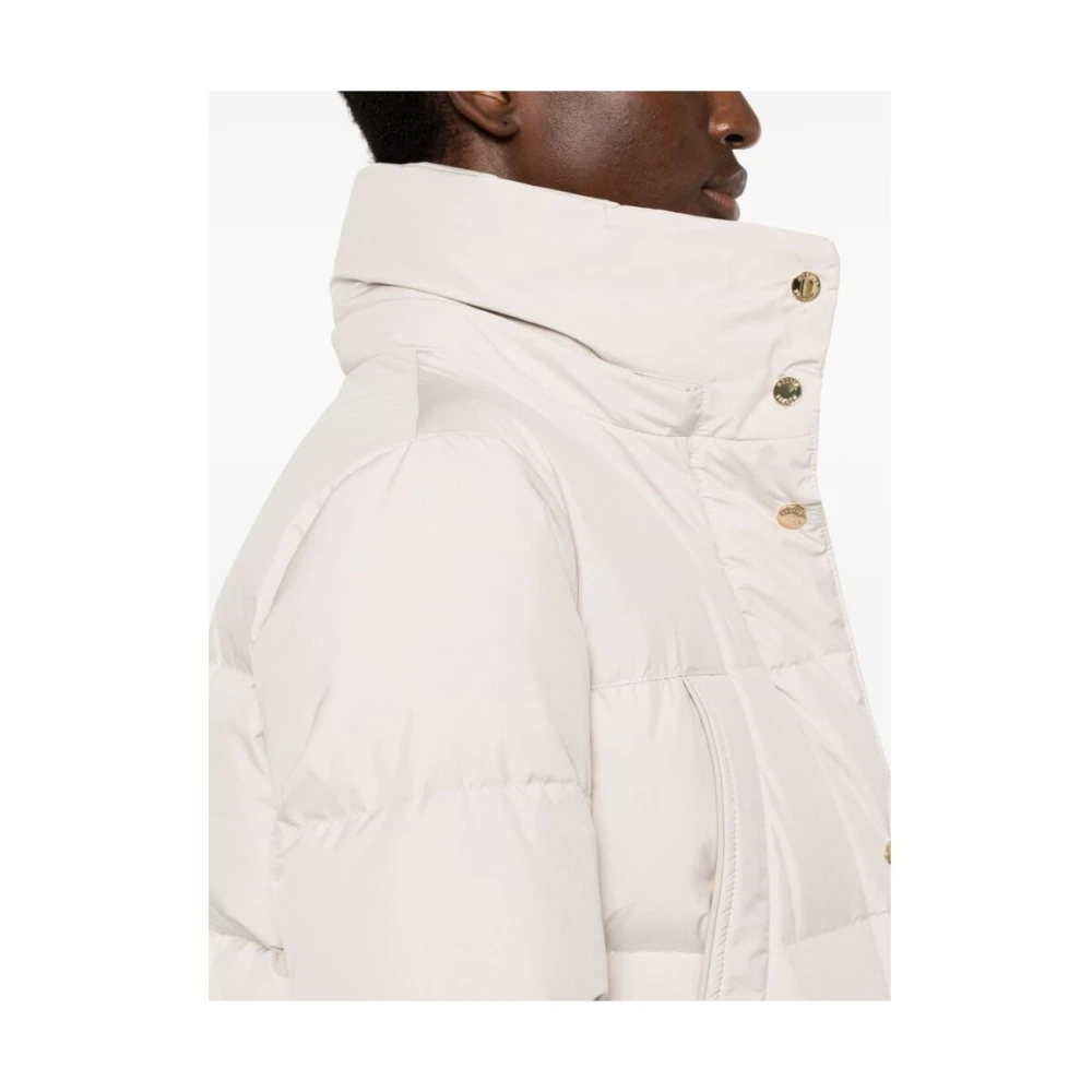 Moorer Beige Gewatteerde Jas met Bontafwerking Beige Dames