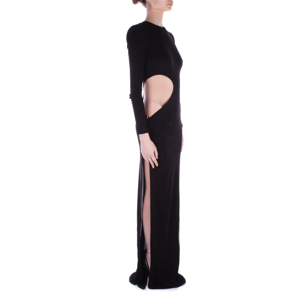 Elisabetta Franchi Zwarte Jurk met Achterrits Split Black Dames