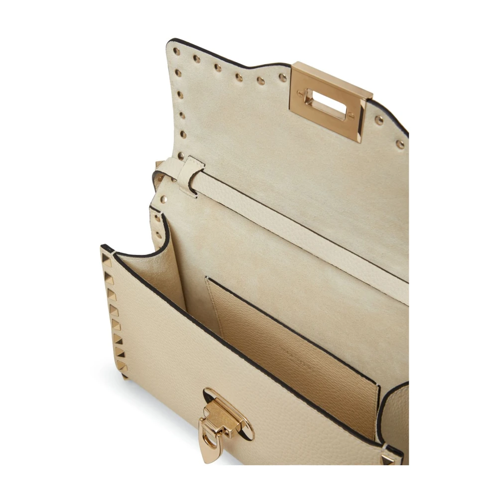 Valentino Garavani Rockstud Leren Schoudertas Beige Dames
