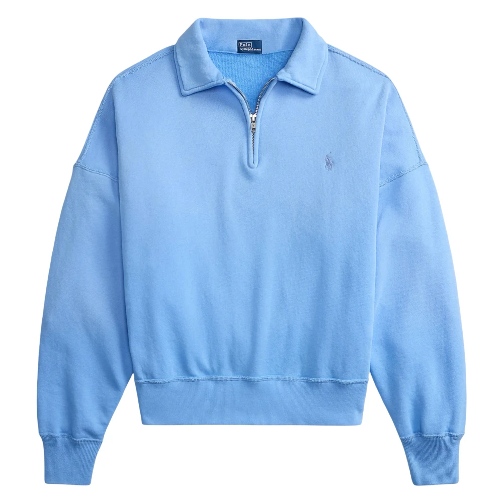 Polo Ralph Lauren Women's Blue Zip-Throughs, Xs, Knit Half Zip Sweatshirt