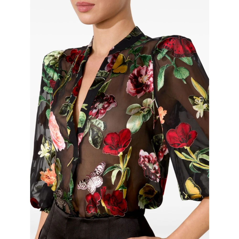 alice + olivia Bloemenprint Bisschopsmouw Top Multicolor Dames