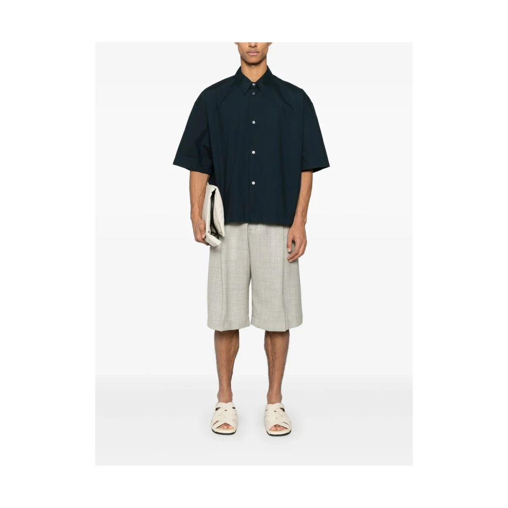 Studio Nicholson Navy Blue Klassieke Kraag Shirt Blue Heren