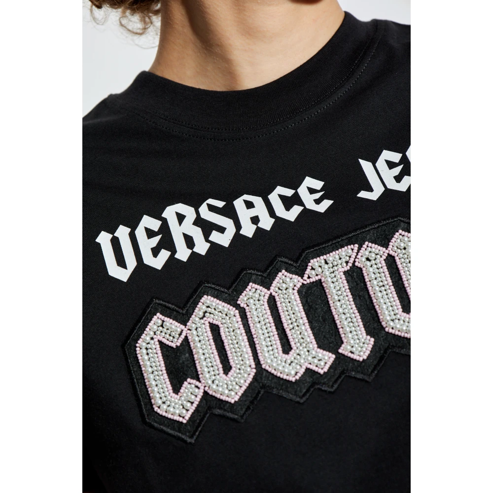 Versace Jeans Couture T-shirt met logo Black Dames