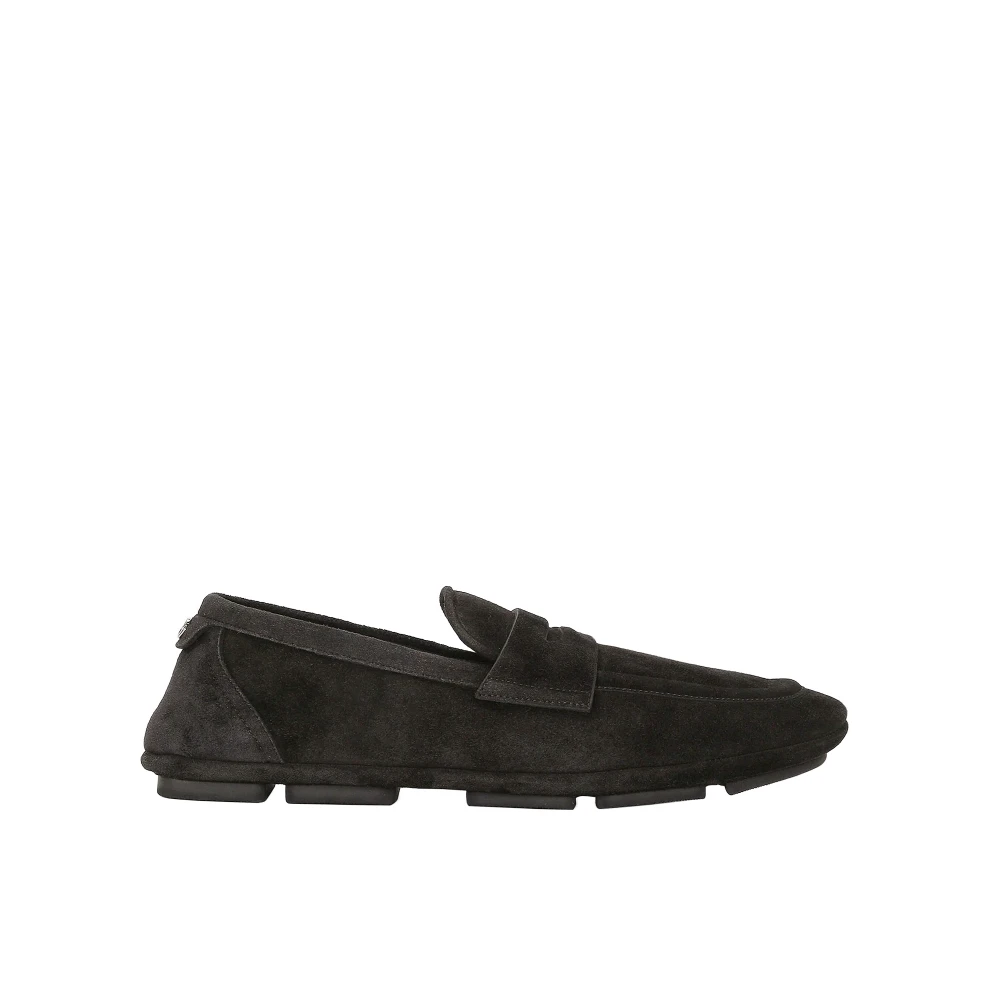 Dolce & Gabbana Men's Black Loafers, 6 Uk, Suede Leather Loafers