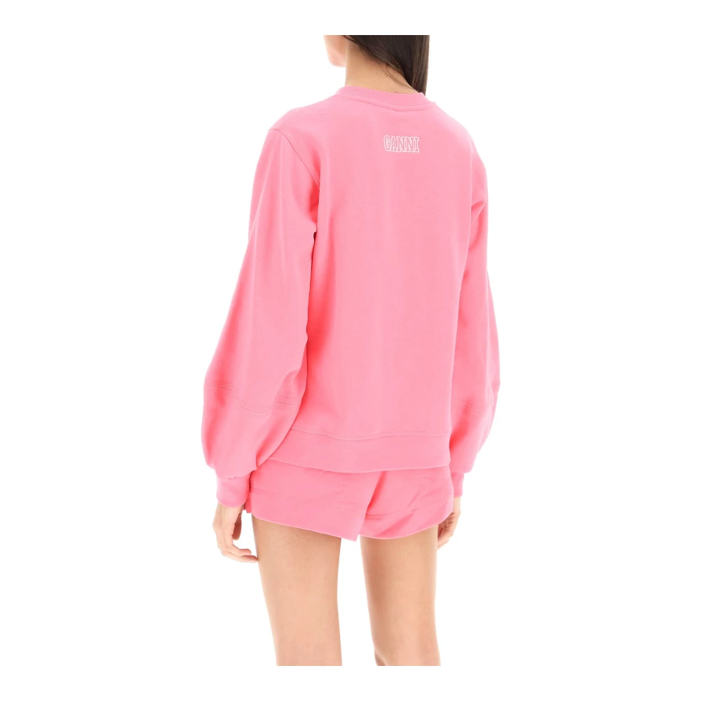 Ganni Puff Sleeves Sweatshirt Pink Dames