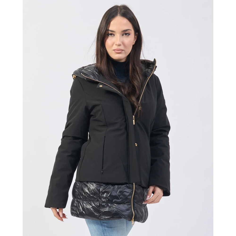 YES ZEE Zwarte Gewatteerde Hoodiejas Black Dames