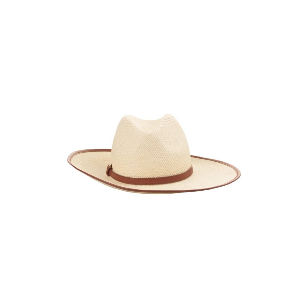 Chloé Bruine Fedora Hoed met Leren Rand Brown Dames