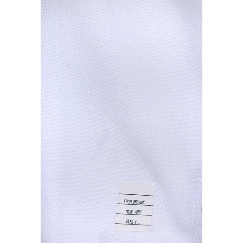 Thom Browne Klassiek Wit Katoenen T-shirt met Tricolor Grosgrain Lint White Heren