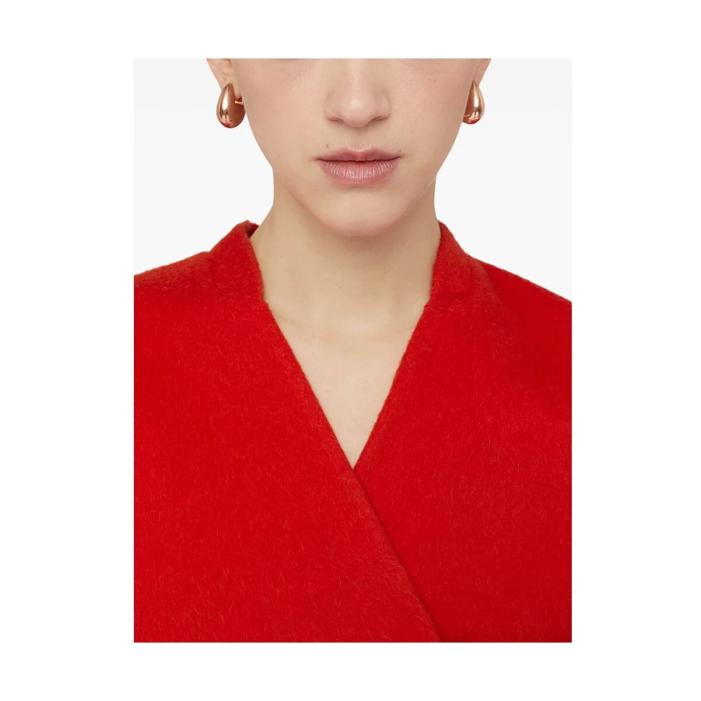 Jil Sander Rode Wollen Mix Oversized V-Hals Red Dames