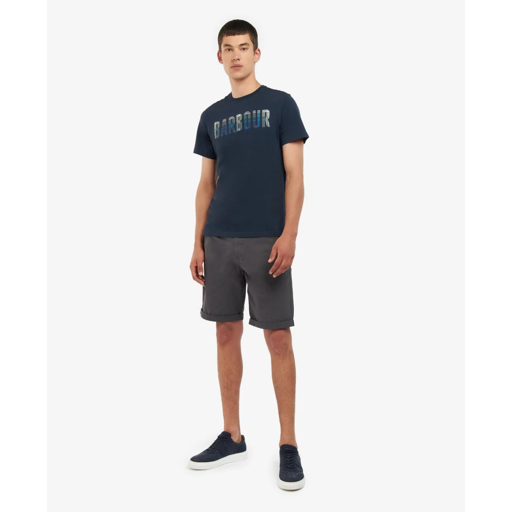 Barbour Navy Tartan Grafische T-Shirt Blue Heren