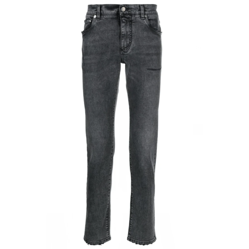 Dolce & Gabbana Charcoal Grey Stonewashed Slim-Fit Jeans Gray Heren