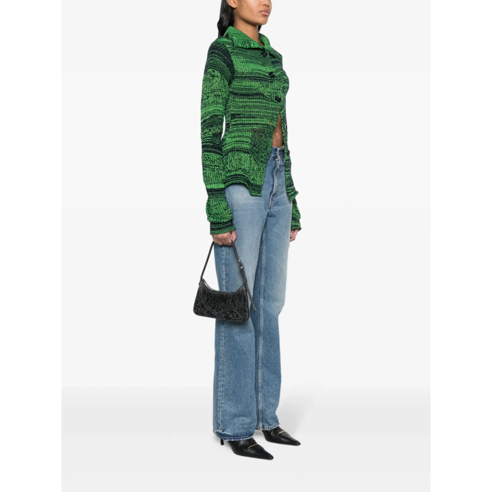 Acne Studios Gescheurde Leren Schoudertas Black Dames