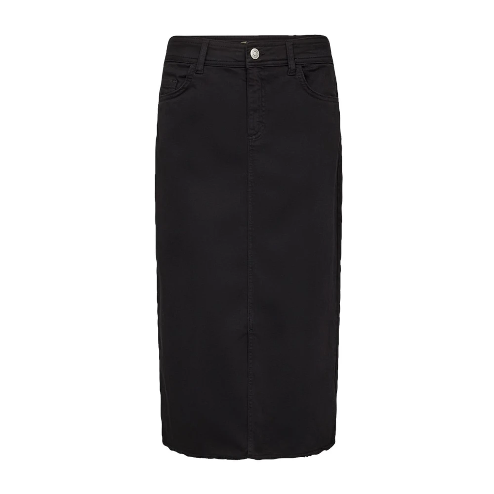 Soyaconcept Denim Rok met Split aan de Voorkant Black Dames