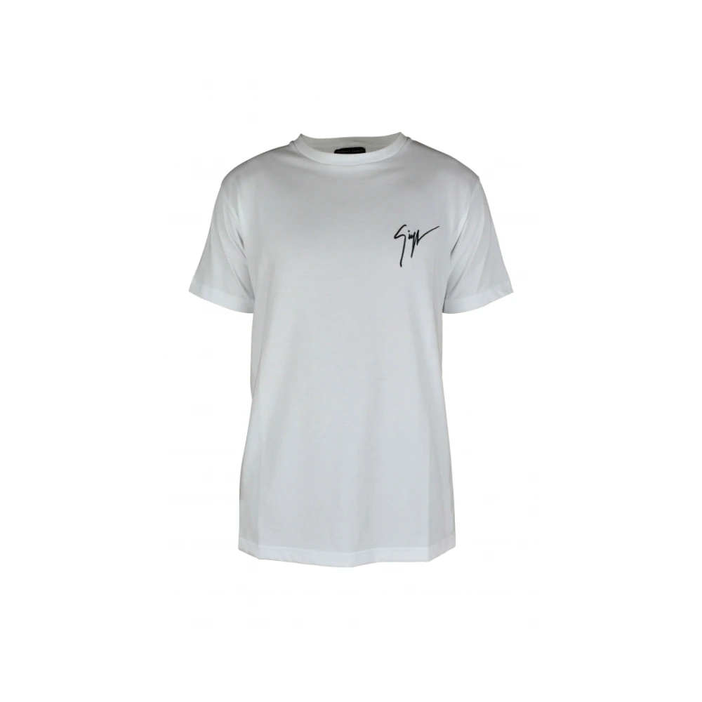 Giuseppe zanotti Wit Logo T-Shirt Ronde Hals 100% Katoen Gemaakt in Italië White Heren