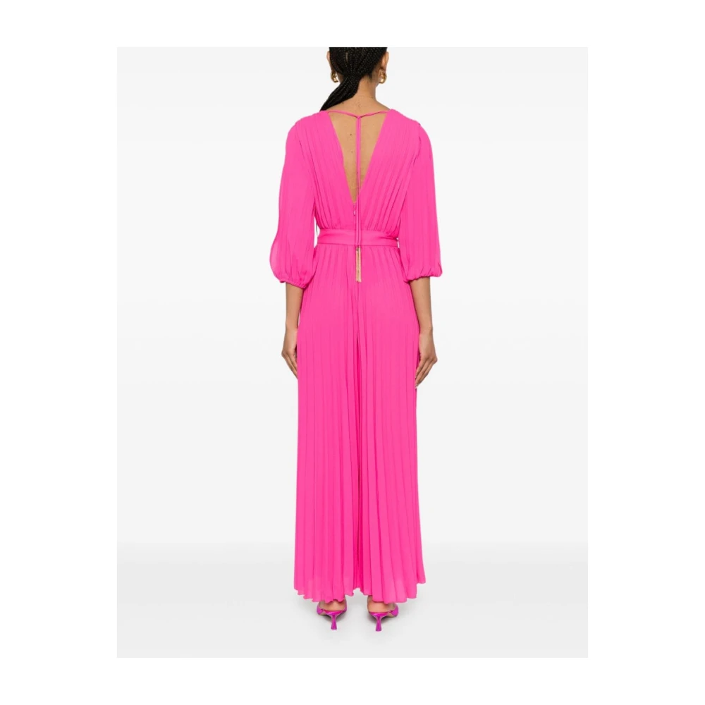 Liu Jo Fuchsia Geplooide V-Hals Jurk Pink Dames