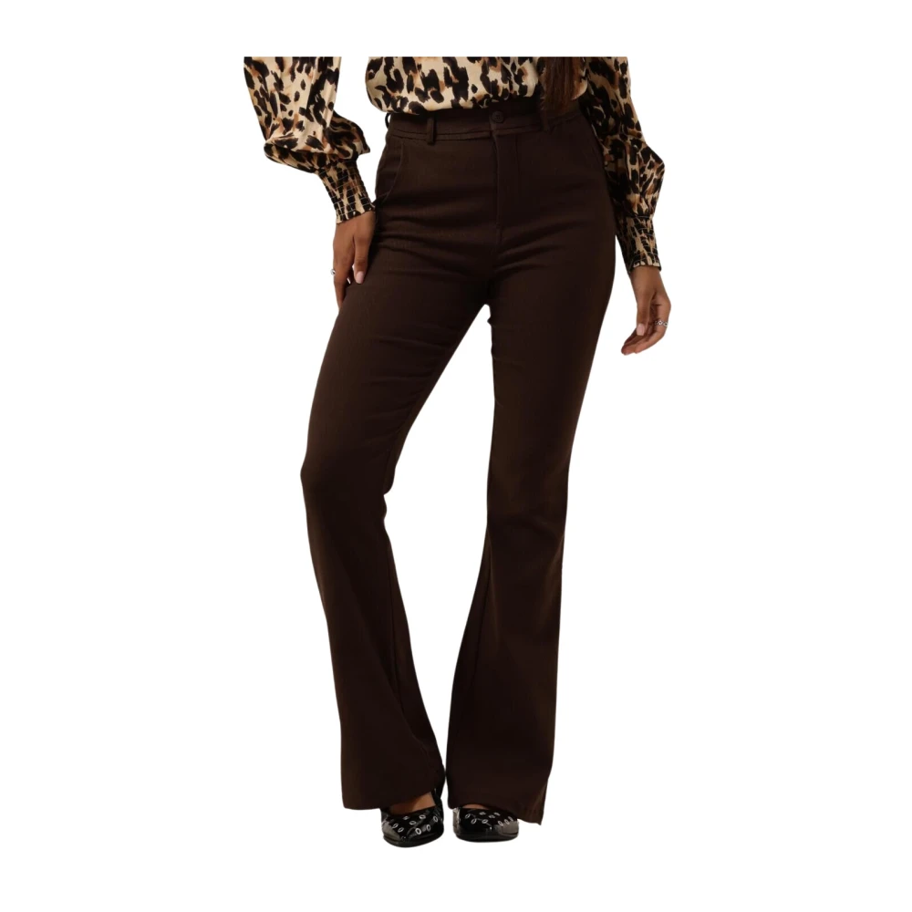 Minus Flared Graphic Pants Brown Dames